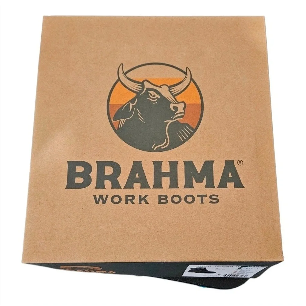 Brahma Iron Tough II Mens Steel Toe Work Boots‎ 8 W Wide Black Leather Outdoor